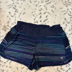 Athletica Navy Athletic Shorts with Aqua & Purple Stripes